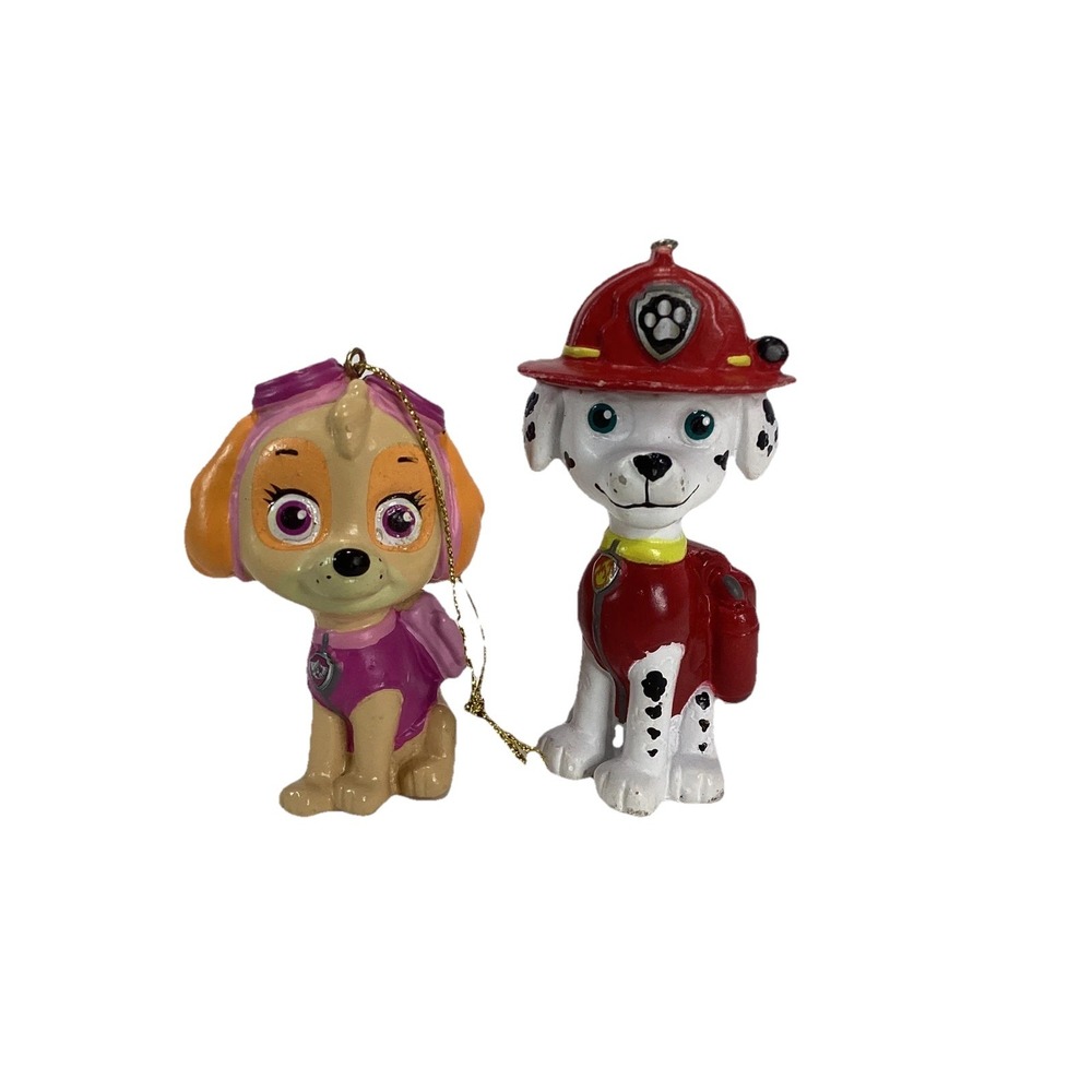 Paw Patrol Marshall Firefighter Dalmatian Dog & Skye Christmas Ornaments Lot